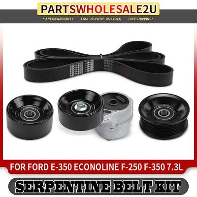 4x Serpentine Belt Drive Component Kit for Ford F-250 1995 1996 F-350 1995-1997 — 第 1/4 张图片
