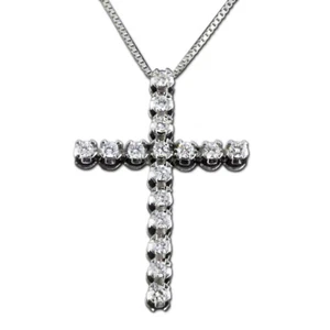 Collana con Croce Donna Oro 18KT e Diamanti Naturali 0.30CT - CD06 - Imagen 1 de 2