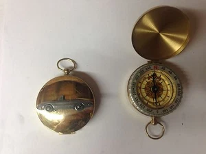 Alfa Romeo Spider Round Tail ref1 pewter effect car emblem on a Golden Compass - Picture 1 of 1