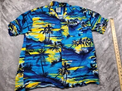 Ocean Current Vintage Original Hawaiian Men’s XL Blue Shirt Palms Sunset Aloha - Image 1 of 4