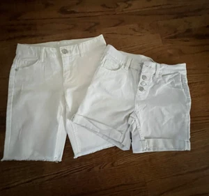Two pair of Girls size 12 white Justice shorts; short and knee length - Picture 1 of 9