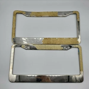 2x Silver Metal License Plate Frames - Picture 1 of 2