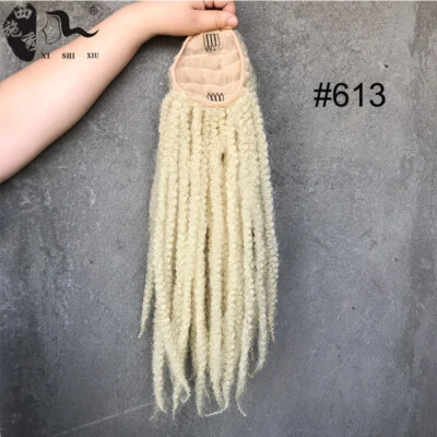 18inch Kinky Curly Ponytails Drawstring Clip In Synthetic Hair Blonde Colorful - Image 1 of 4