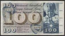 Schweiz 100 Franken Banknote 1956 DM1343, gebrauchte Erhaltung