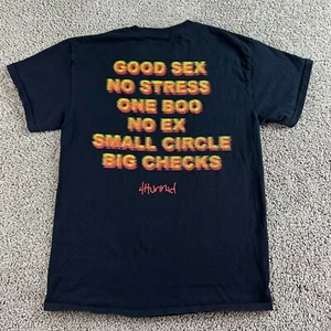 4 Hunnid YG Shirt Mens Medium Black Orange Small Circle Big Checks Hip Hop - Picture 1 of 11
