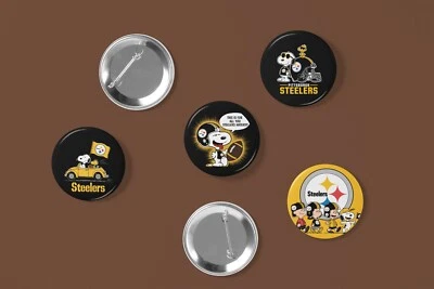 Juego de botones Snoopy Steelers | 4 piezas 2,25” Charlie Brown NFL Fan Pinback regalo Foto 1 de 2