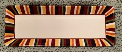 Pampered Chef Simple Additions Rectangular Multi Stripe Serving Dish Platter 16” - Image 1 of 4