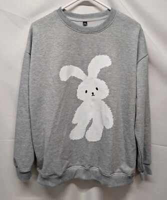 Sudadera Gris Para Mujer OXL Blanco Conejo Gráfico Acanalado Puño/Cintura Sin Marca  Foto 1 de 4