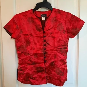 Cassure rot Cheomgsam Bluse Top Gr. XXL EUC tailliert - Bild 1 von 6