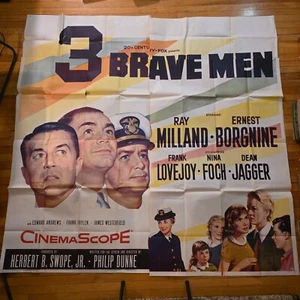 3 Brave Men (1957) Huge 6-Sheet Movie Poster 81"x81" Rare Original 6-SH Three - Picture 1 of 1