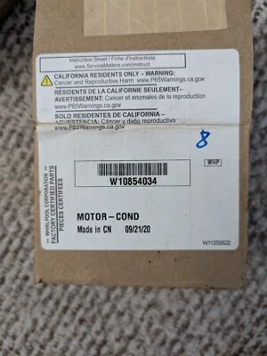 Nuevo Genuino OEM Whirlpool W10854034 Ventilador Motor, Condensador, Refrigerador Foto 1 de 2