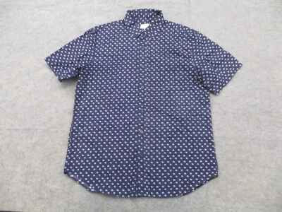 Club Monaco Shirt Mens Large Blue Red Floral Slim Fit Short Sleeve Button Up - Image 1 of 4