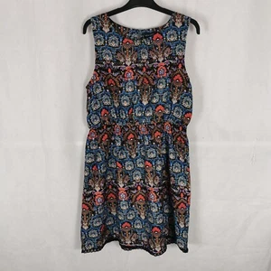 Ladies Dress Size 14 NEW LOOK Blue Red Lightweight Summer Casual Day - Picture 1 of 8