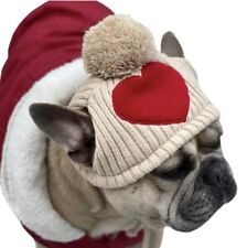 Dog Love Pom Pom Dog Beanie Heart French Bulldog Winter Hat