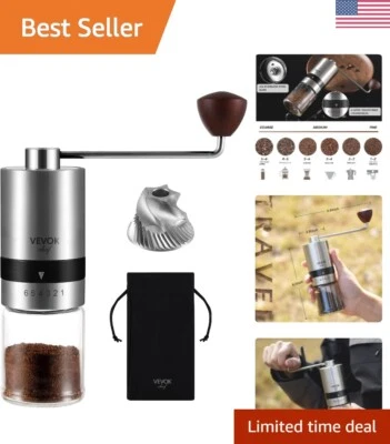 Molinillo de rebabas compacto de acero inoxidable con 6 ajustes de precisión para café fresco Foto 1 de 4