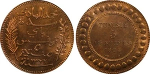 Tunisia 1904-A MS63RB 5 Centimes in PCGS holder - Picture 1 of 7