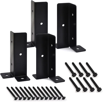 4 Pcs Post Anchor Brackets Kit for 4x4 Post Bracket Heavy Duty Wood Fence - Image 1 of 4