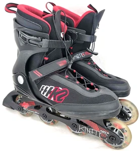 K2 Kinetic 80 Black Red Speed Lace Wheeled Rolling Inline Skate Shoes Mens US 12 - Picture 1 of 9