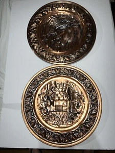 COPPERCRAFT Guild Set Of Two Decorative Plates Blacksmith Wishing Well Vintage - Picture 1 of 8