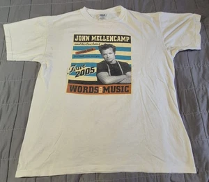 John Mellencamp Shirt Mens Large White 2005 Tour Band Words and Music Rock Tee - Picture 1 of 11