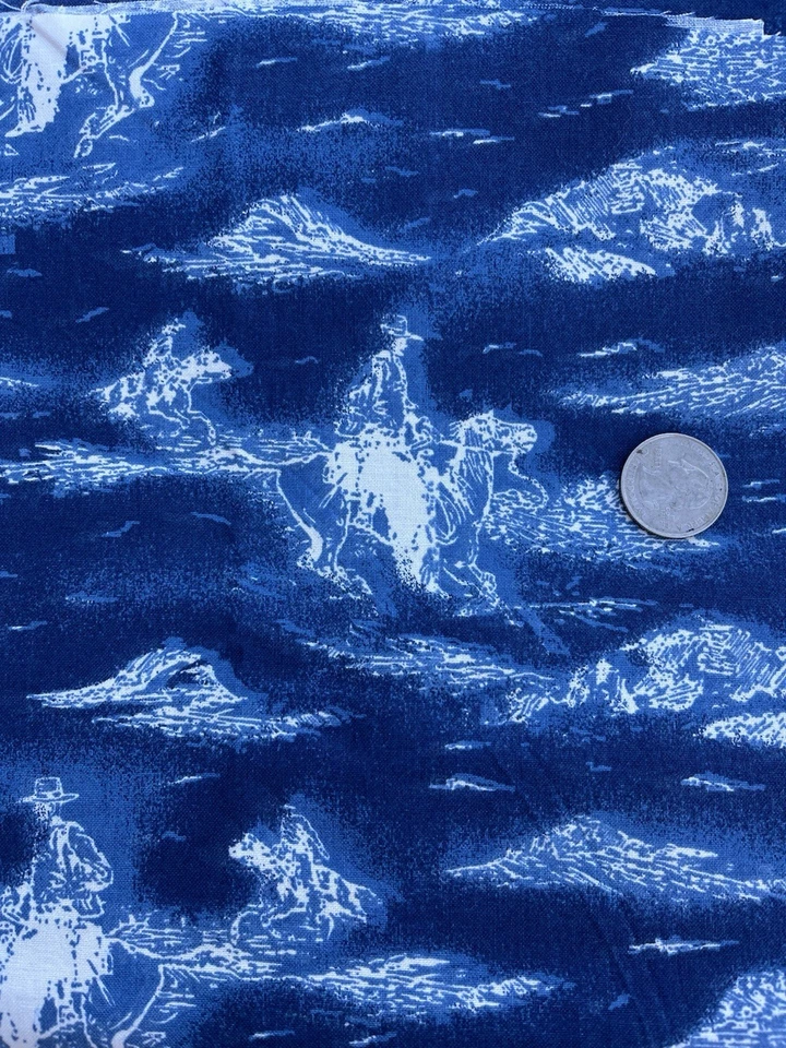 Cowboys & Horses Print Cotton Fabric  44” X 1 yard  BTY - Image 1 of 1