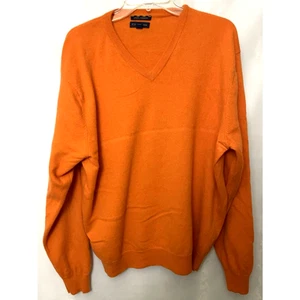 Suéter Club Room Para Hombre Talla XL 100% Cachemira Fina Cuello en V Naranja Quemado Pullover - Imagen 1 de 7