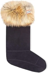 HUNTER Original Damen Hoch Schwarz Stiefel Socke Kunstfell-Stulpe Größe M - XL - Bild 1 von 2