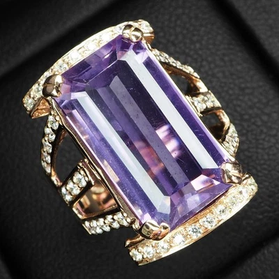 Anelli fatti a mano vibranti indaco viola spinello baguette 10,10 ct... - Immagine 1 di 4