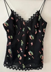 Women’s Cami Top size 8 Singlet Black Embroidered Lace Coquette Baby Doll New - Picture 1 of 7