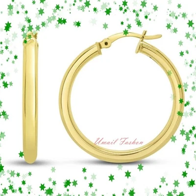 30x3MM Classic Hoop Earrings In 14 Karat Yellow Gold Over Sterling Silver - Image 1 of 3