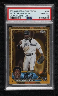 2023 Topps Gilded Collection Gold Lava Etch /10 Jazz Chisholm Jr PSA 10 GEM MT - Image 1 of 2