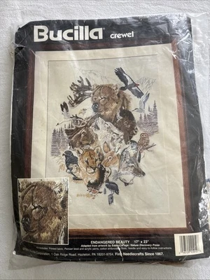 Kit de bordado Bucilla beleza ameaçada Crewel 40910 animais da floresta abertos - Imagem 1 de 4