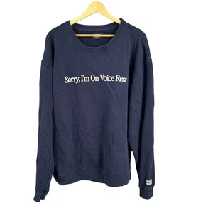 GIGGLY SQUAD Sweatshirt Navy Blue Crew Neck Voice Rest Pullover Size Large - Picture 1 of 4