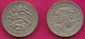 GREAT BRITAIN ONE POUND 2002 1 YEAR TYPE,RULER ELIZABETH II,THREE LIONS PASSANT - Bild 1 von 1