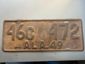 Vintage 1949 Alabama  License Plate 46C 472 - Picture 1 of 1