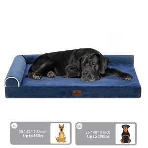 M/L/XL/XXL Dog Bed Orthopedic Memory Foam Pet Bolster Sofa with Removable Cover - Picture 1 of 12