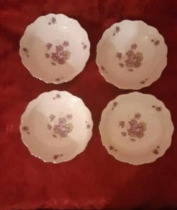 Schumann Bavaria Violette Berry Sauce Bowls with Platinum Trim - Set of 4 - Picture 1 of 4