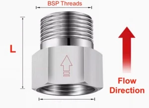 One Way Valve Direction BSP 1/2" Female to Male Stainless Steel Fittings Adaptor - Picture 1 of 6
