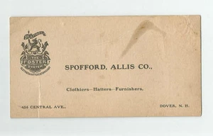 Spofford Allis Co. Dover NH biglietto da visita pubblicità cappellai arredatori Foster - Foto 1 di 2