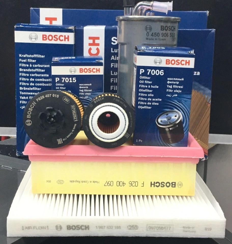 VAUXHALL CORSA MK4 DIESEL 09> BOSCH AIR+OIL+CABIN+FUEL FILTERS SERVICE PARTS KIT - Image 1 of 1