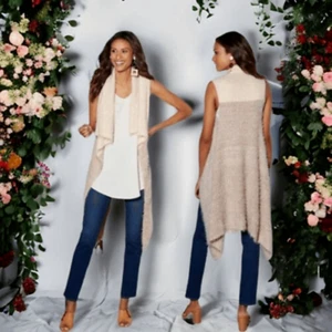 Morbido Dintorni Maglione Gilet Spolverino Marrone Morbido Maglia Ciglia Aperto davanti Taglia S/M - Foto 1 di 6