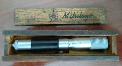 MITUTOYO TUBULAR INSIDE MICROMETER 133-226  IM 6" .001MM  WOOD BOX W/TOOLS - Image 1 of 4