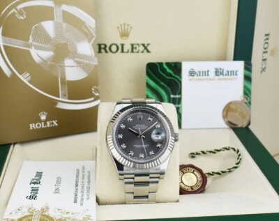 劳力士 - 男式 41 毫米白金和 SS DateJust II 银钻石 116334 - SANT BLANC — 第 1/4 张图片