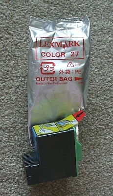 1 X COLOR 27 GENUINE LEXMARK INK CARTRIDGE.NEW BUT THE PACKAGING HAS BEEN OPENED - Image 1 of 4