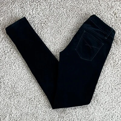 Pantalones de vestir ajustados de tiro bajo de terciopelo negro GAP 1969 para mujer 25/0R 5 bolsillos cremallera Foto 1 de 4