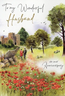 HUSBAND ANNIVERSARY CARD ~ QUALITY CARD ~& LOVELY VERSE BY JONNY JAVELIN UK