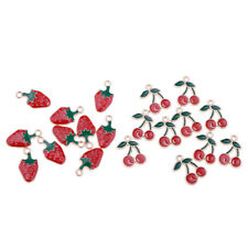 20Pcs Cute Strawberry Cherry Charms Pendants for Jewelry Findings Makings