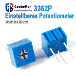 10 Stück Präzise Potentiometer 3362P-202 2kΩ Glas-Oberfläche Trimmpotentiometer - Picture 1 of 6
