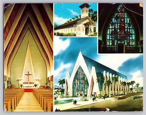 Cartolina HI Sant'Agostino in riva al mare a Waikiki Hawaii Multi-View Vintage Jumbo 5x7 - Foto 1 di 5