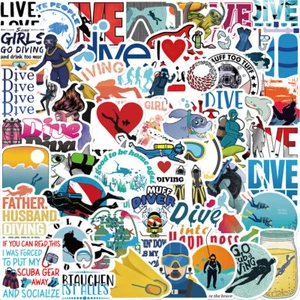 ⭐ 50 Stück Diving Tauchen/ Scuba Diving Urlaub Koffer Aufkleber Stickerbomb - Picture 1 of 7
